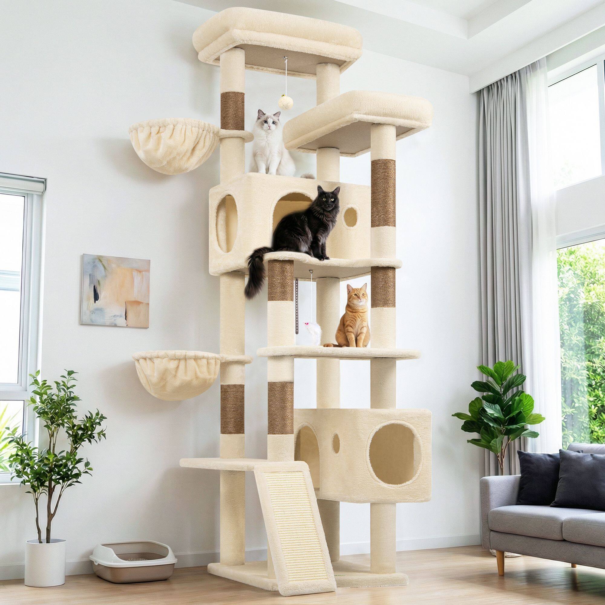 S77C Cat Tree(Beige,77-inch)