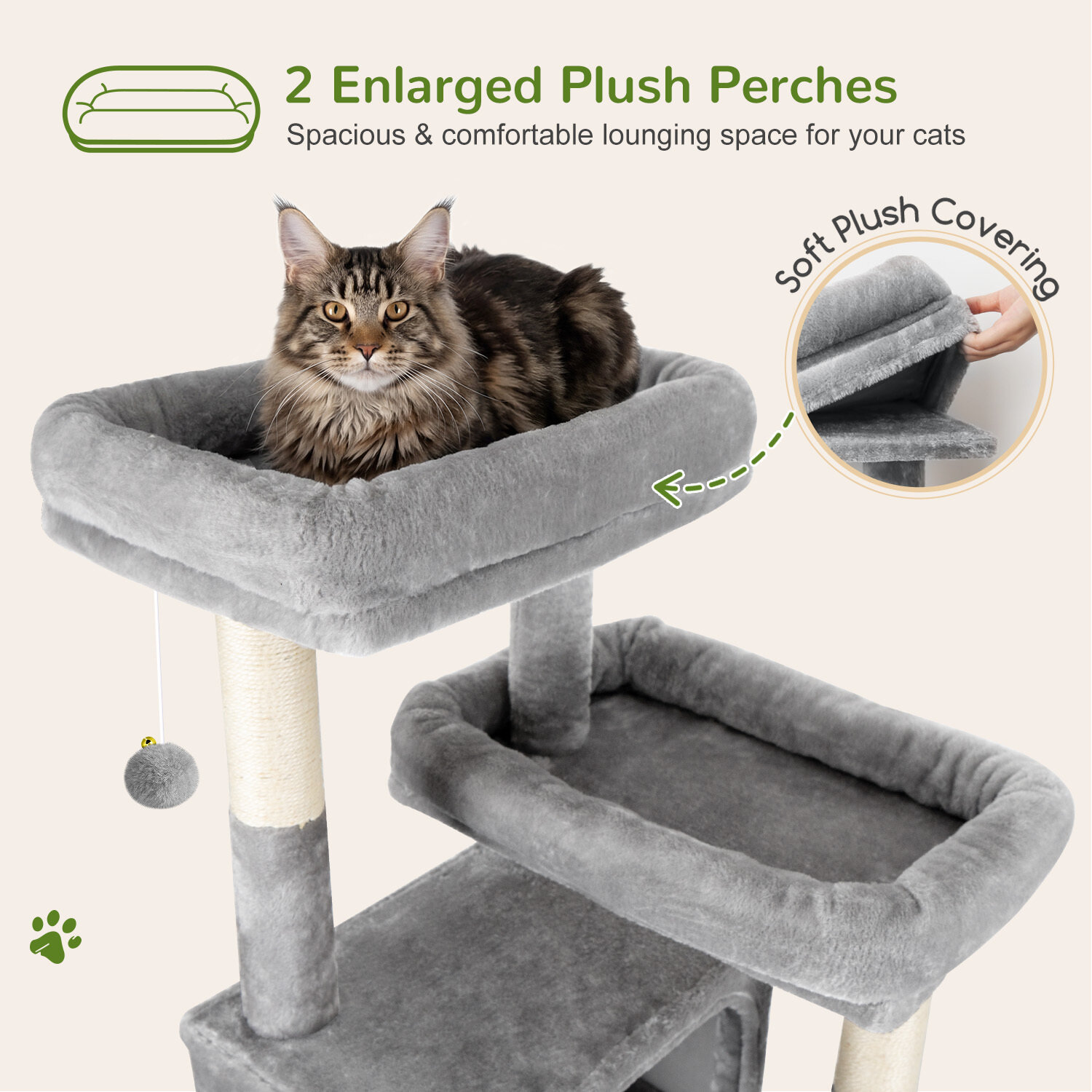 F82B Cat Tree(Light Grey,82-inch)