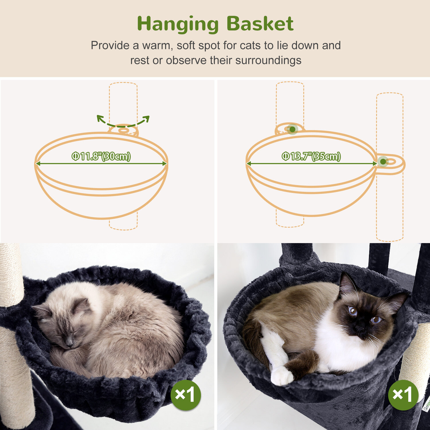 F82B Cat Tree(Dark Grey,82-inch)