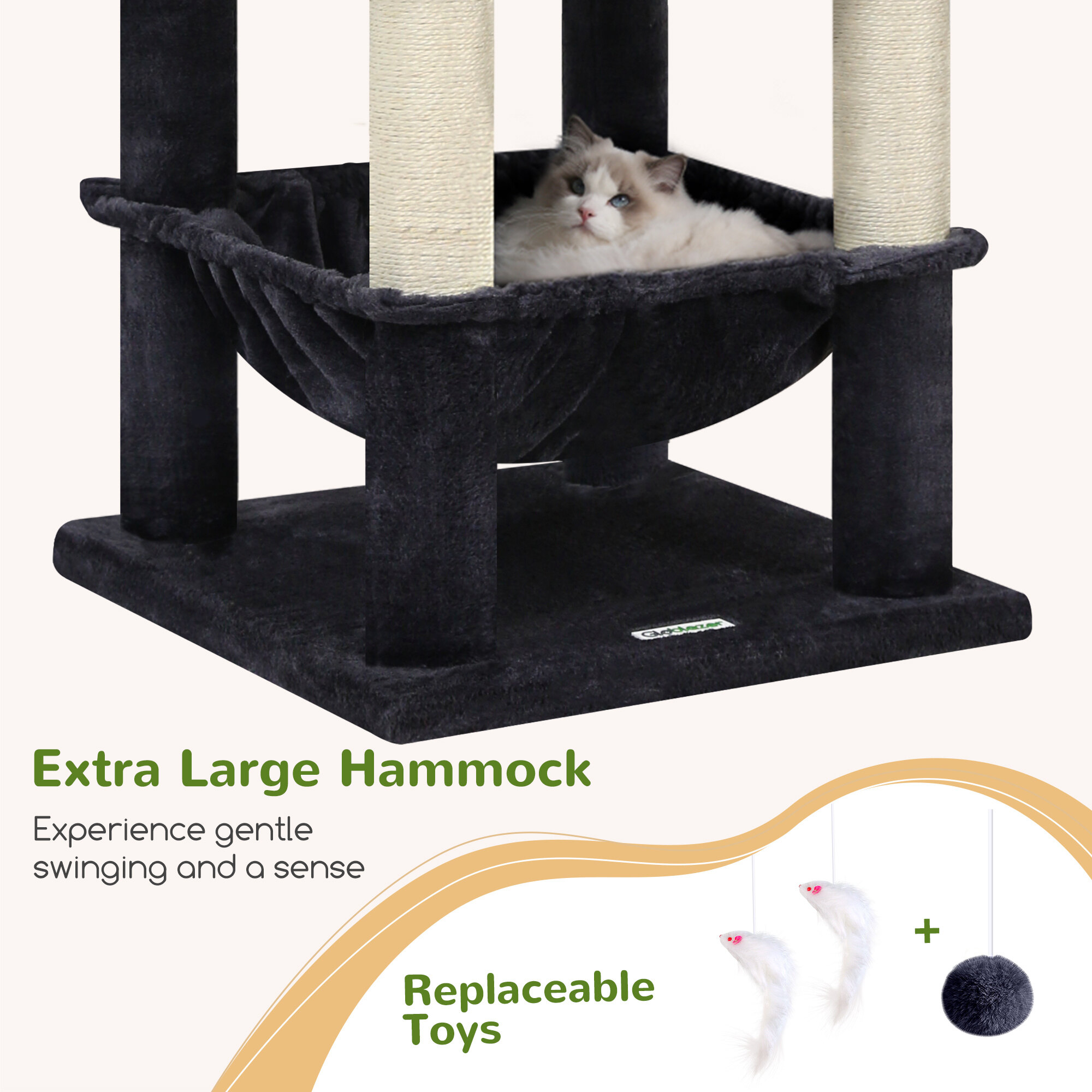 S73 Cat Tree(Dark Grey,73-inch)