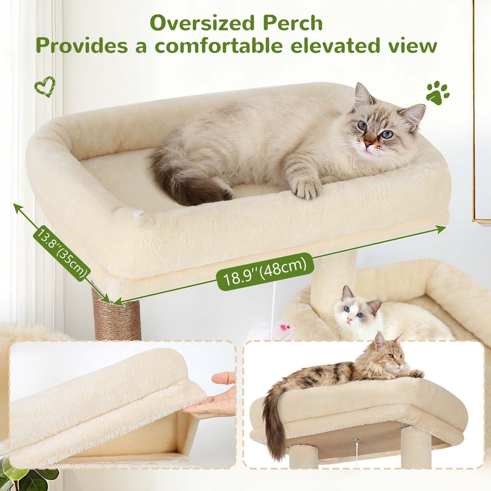 S73 Cat Tree(Beige,73-inch)
