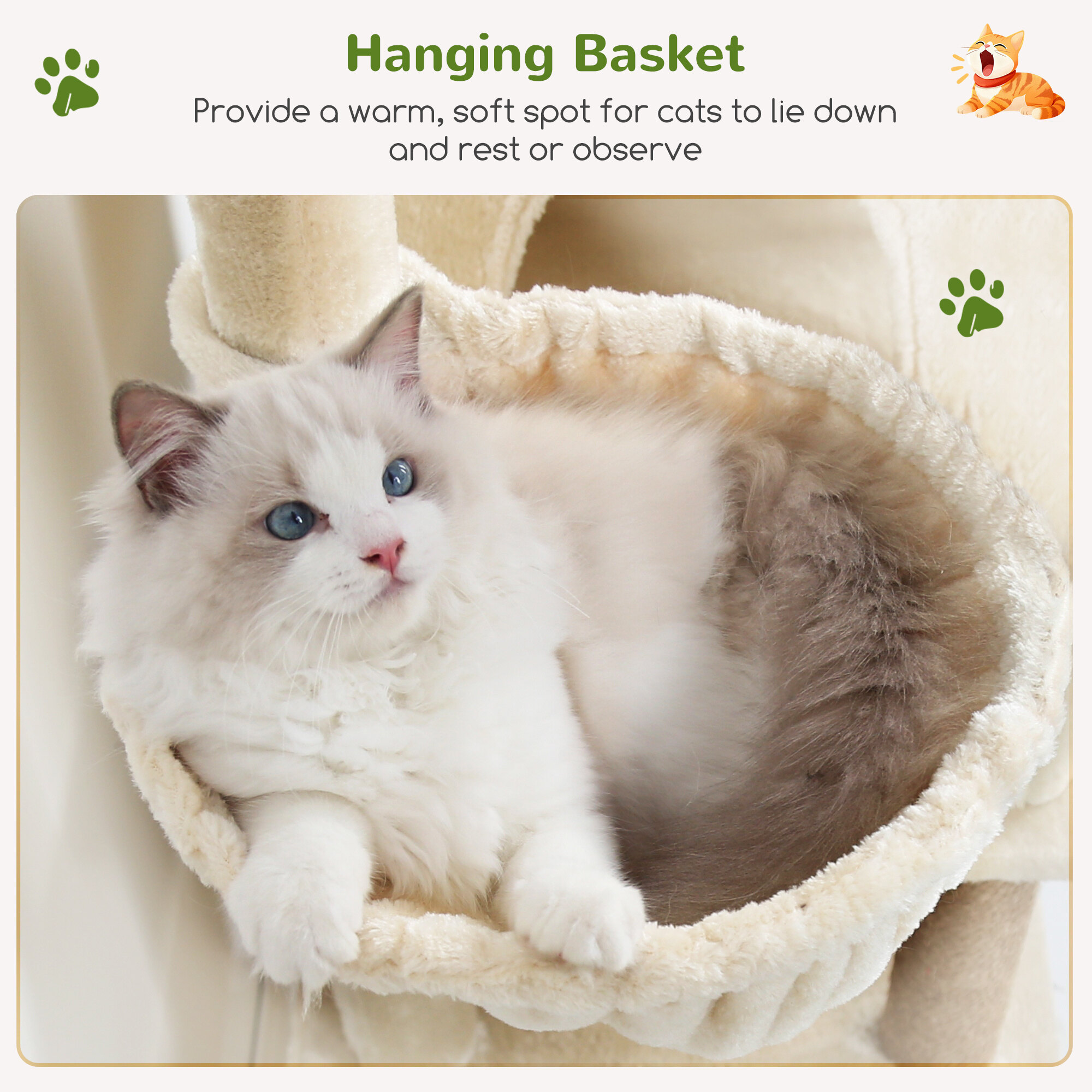 F81D Tall Cat Tree(Beige,81-inch)