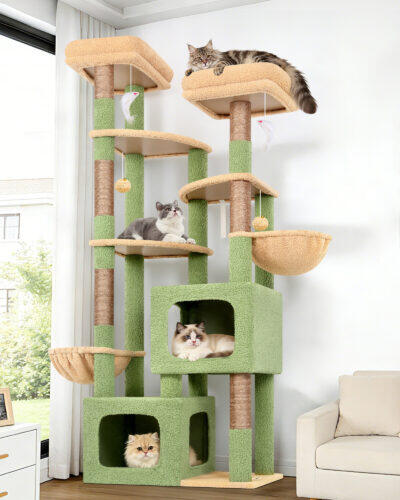 S74E Heavy Duty Cat Tree(Cactus Green,74-inch)