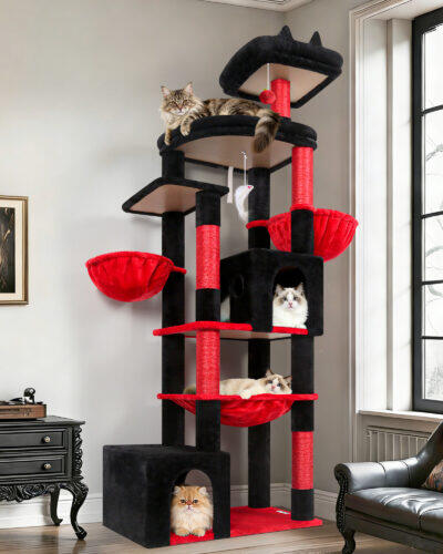 S76B Cat Tower(Gothic Red Black,76-inch)