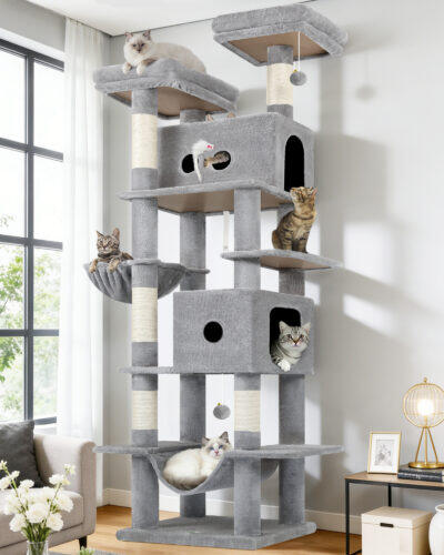S80B Big Cat Tree(Light Grey,80-inch)