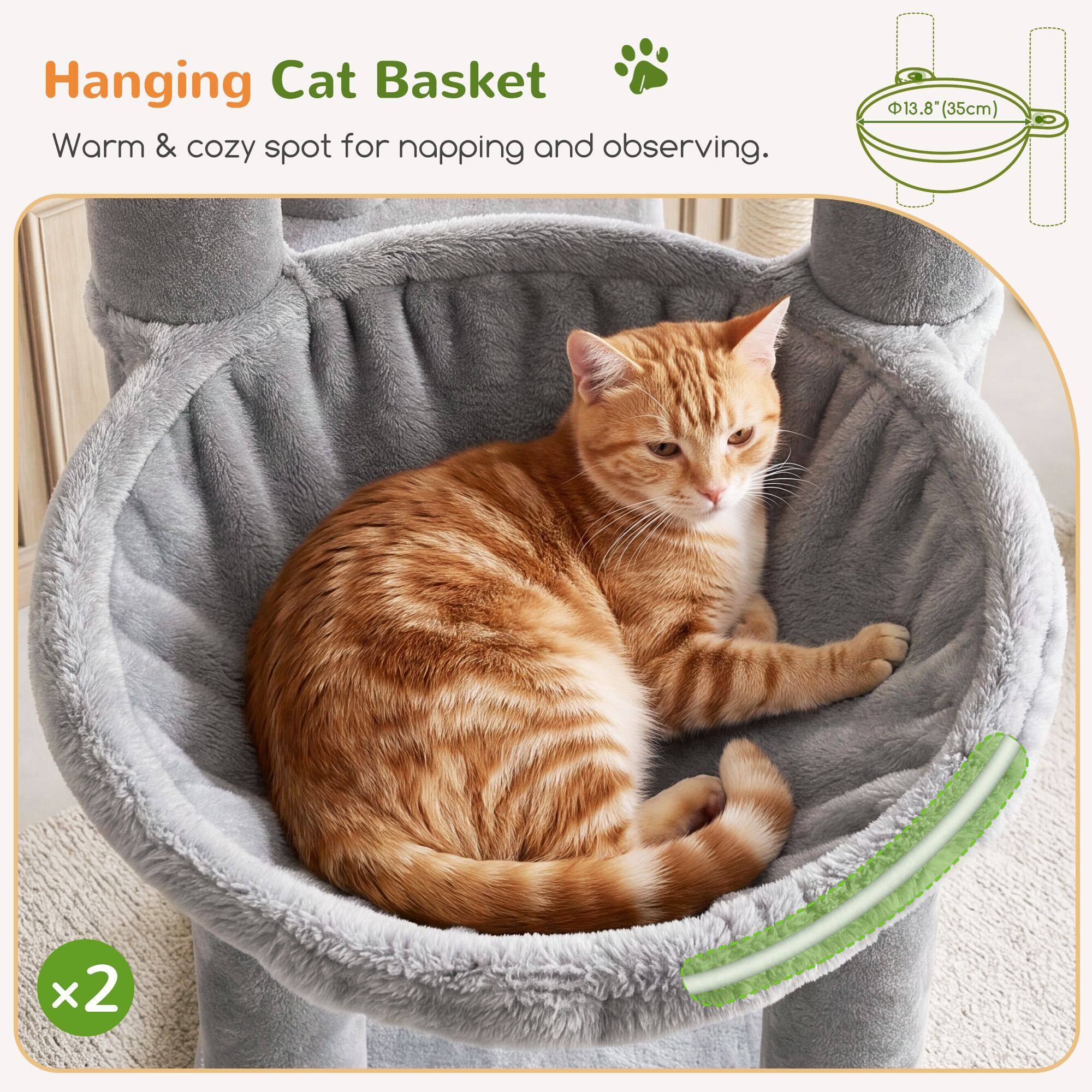 S70G Cat Tree Tower (Light Grey, 70-inch)