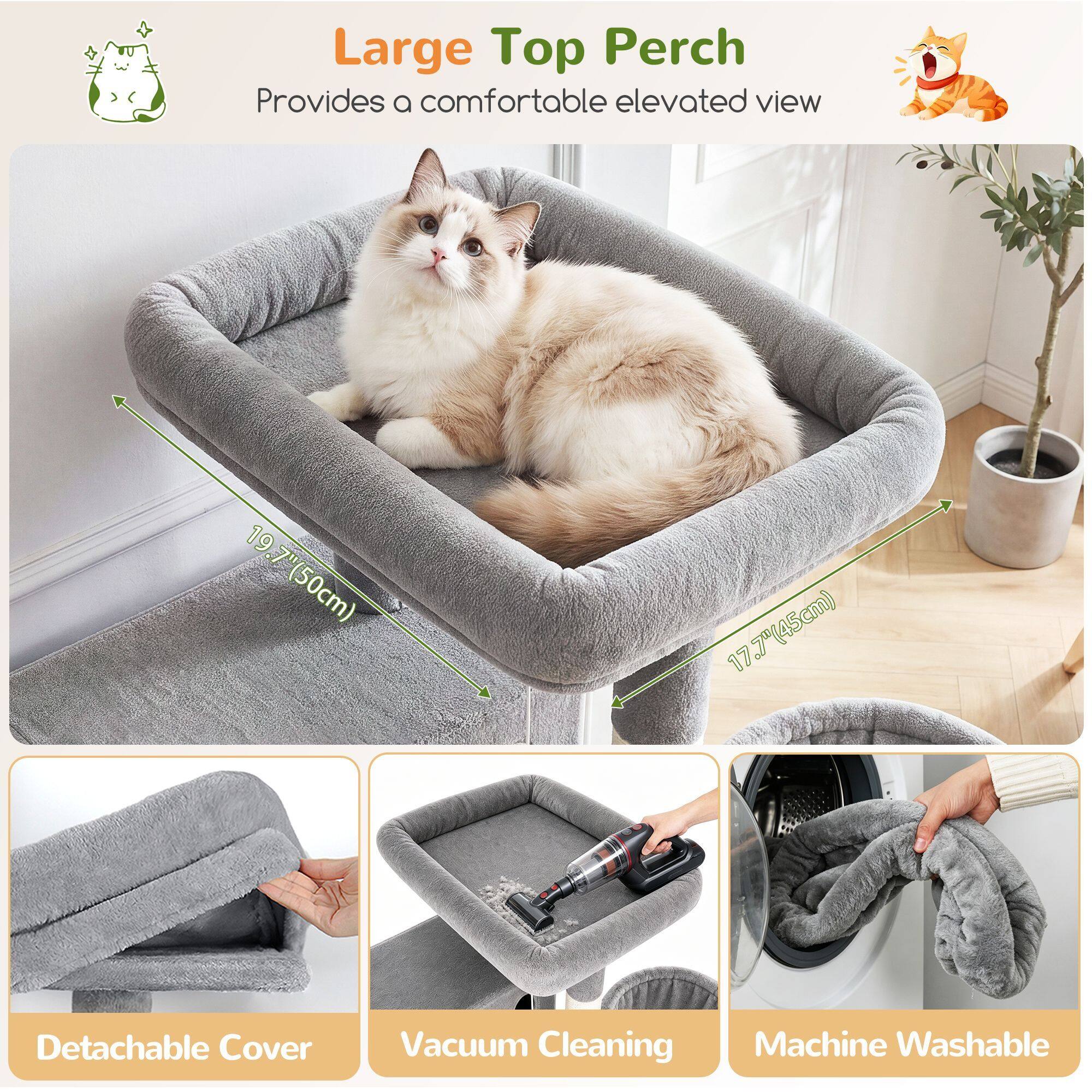 S70G Cat Tree Tower (Light Grey, 70-inch)