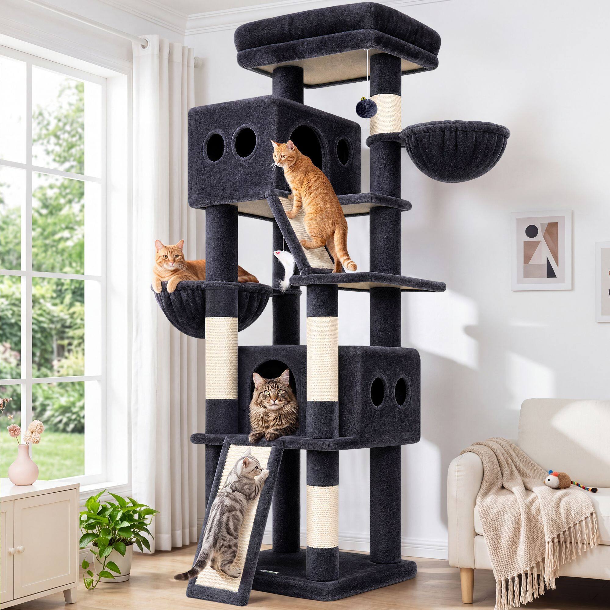 S70G Cat Tree Tower (Dark Grey, 70-inch)