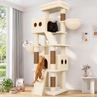 S70G Cat Tree Tower (Beige, 70-inch)