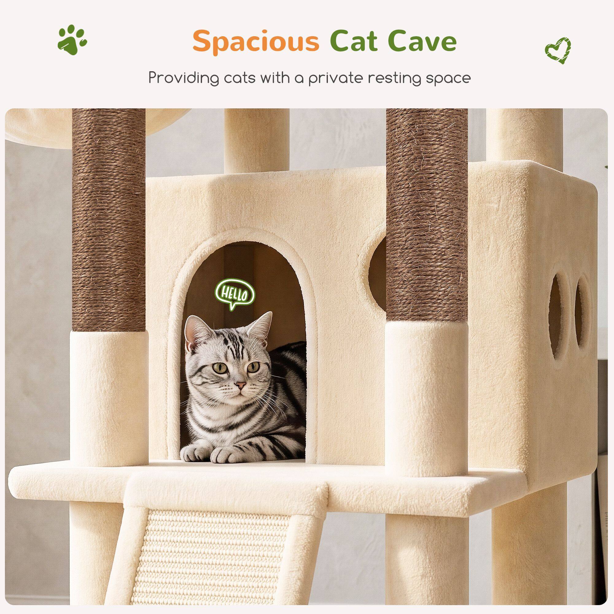 S70G Cat Tree Tower (Beige, 70-inch)