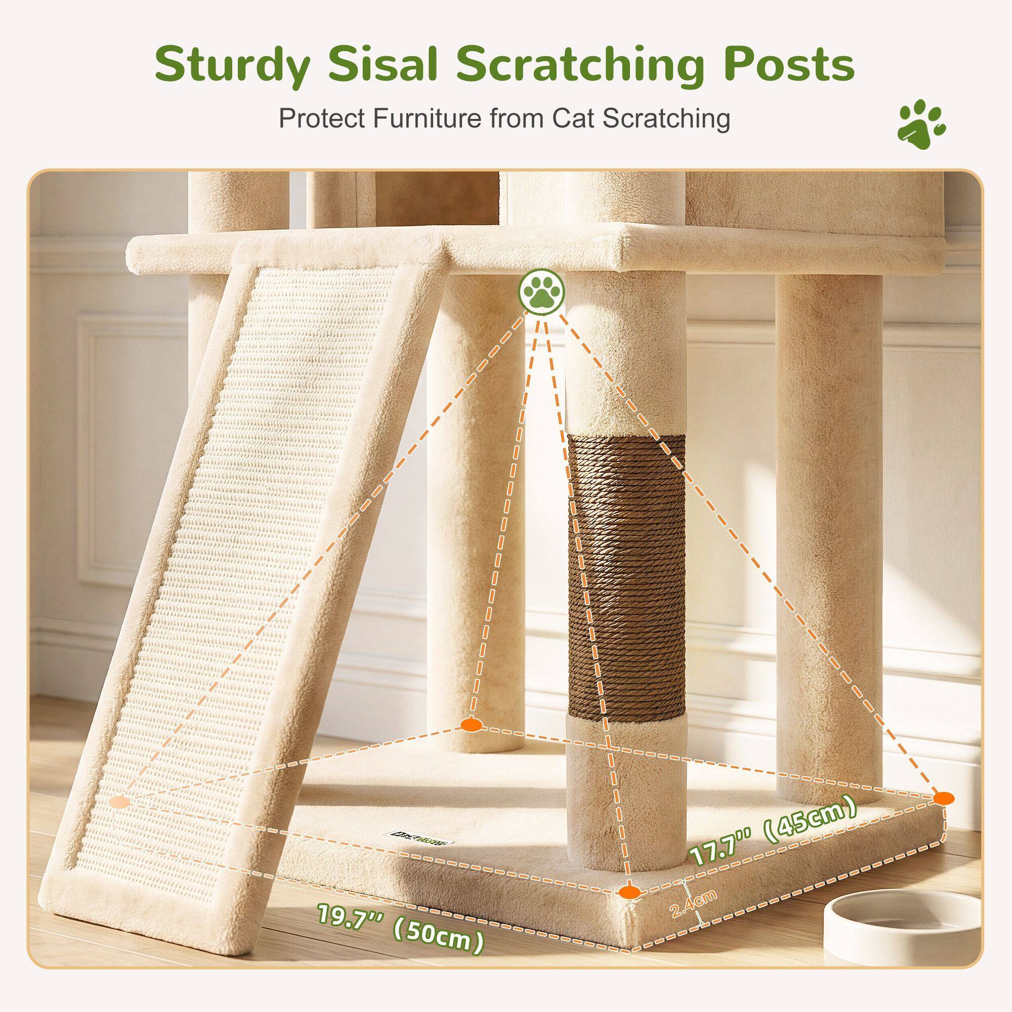 S70G Cat Tree Tower (Beige, 70-inch)