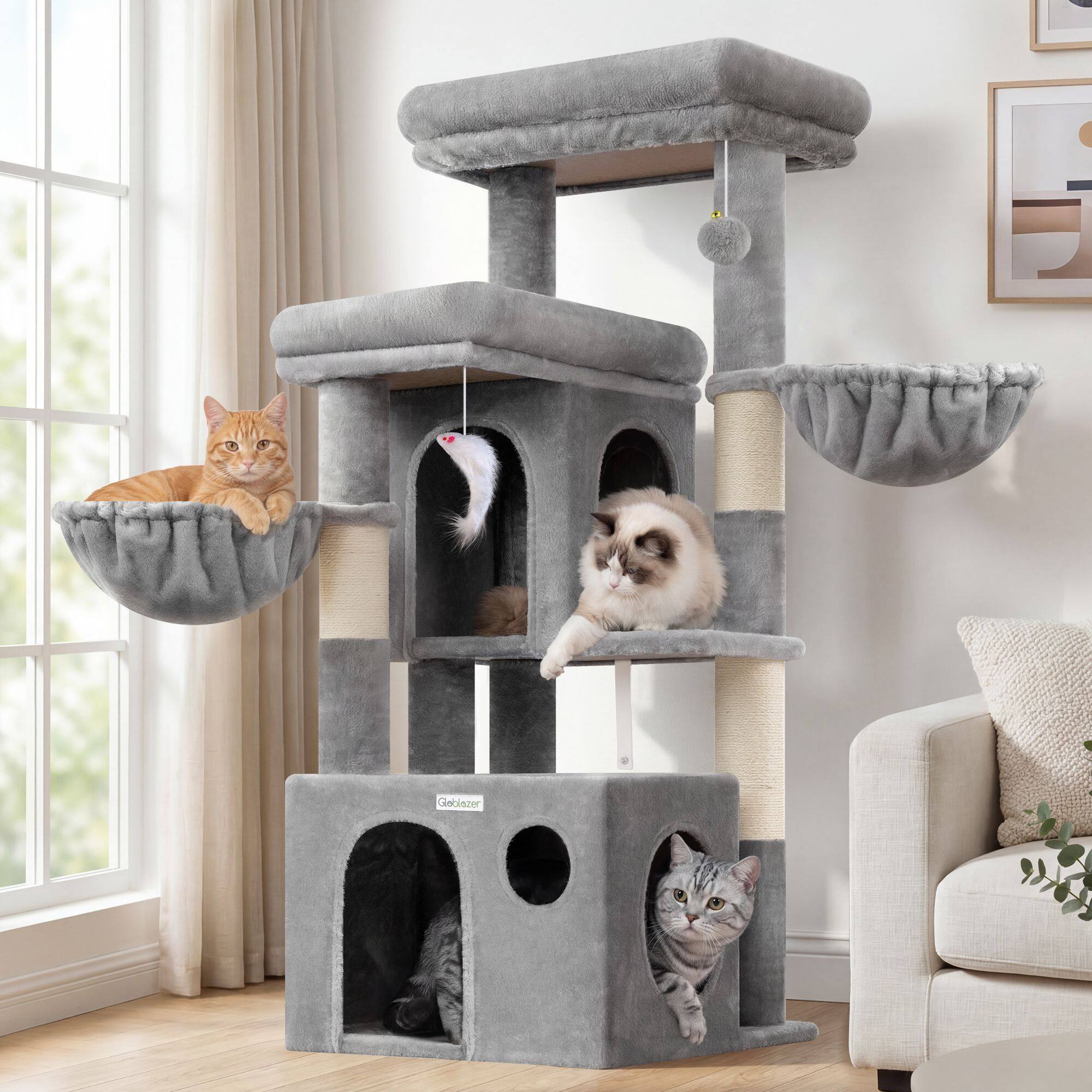 S48 Cat Tree For Large Cats(Light Grey,48-inch)