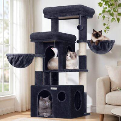 S48 Cat Tree For Large Cats (Dark Grey, 48-inch)