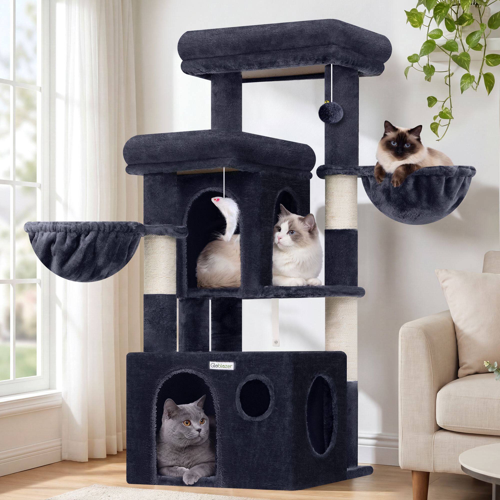 S48 Cat Tree For Large Cats(Dark Grey,48-inch)