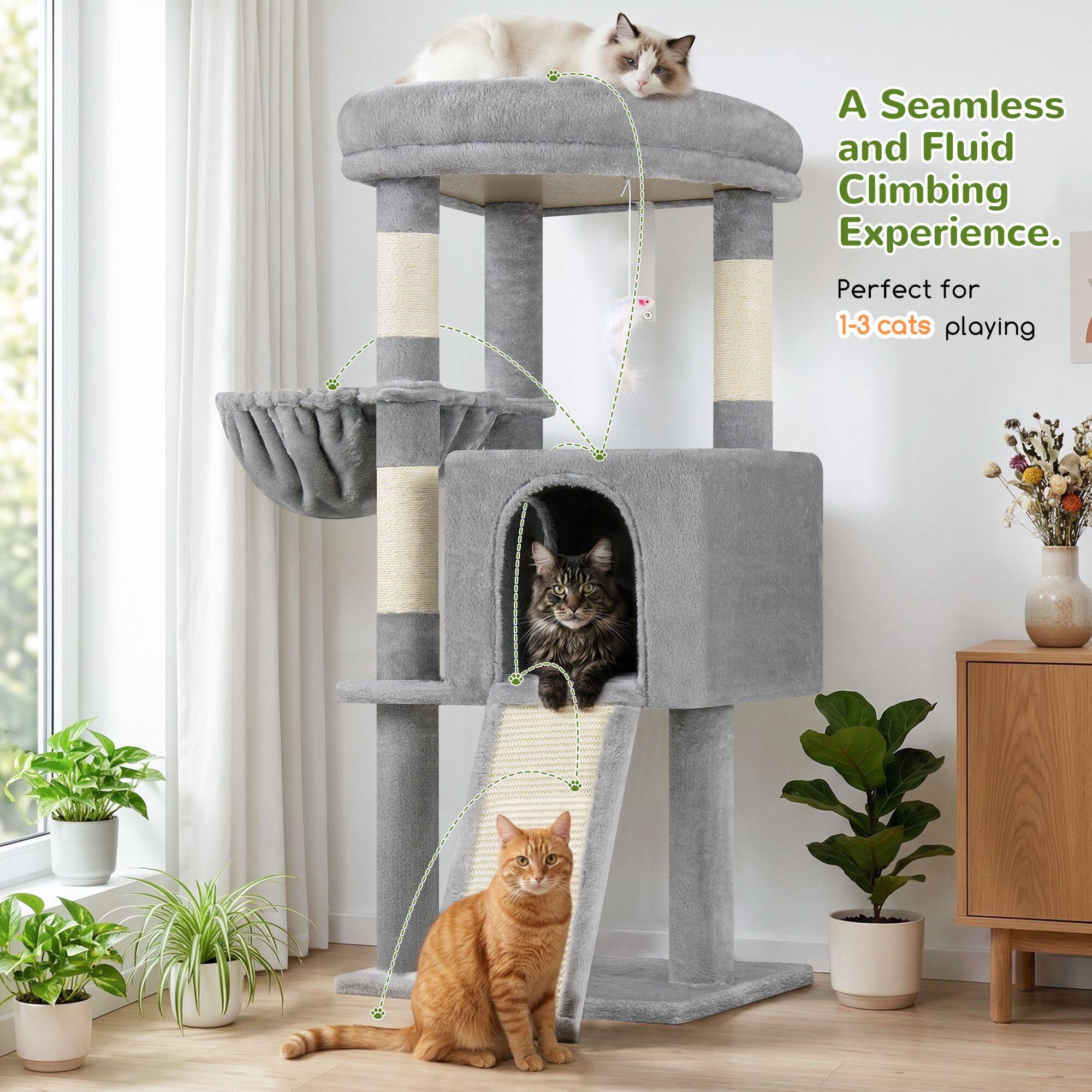 F45 Cat Tree For Large Cats(Light Grey,45-inch)