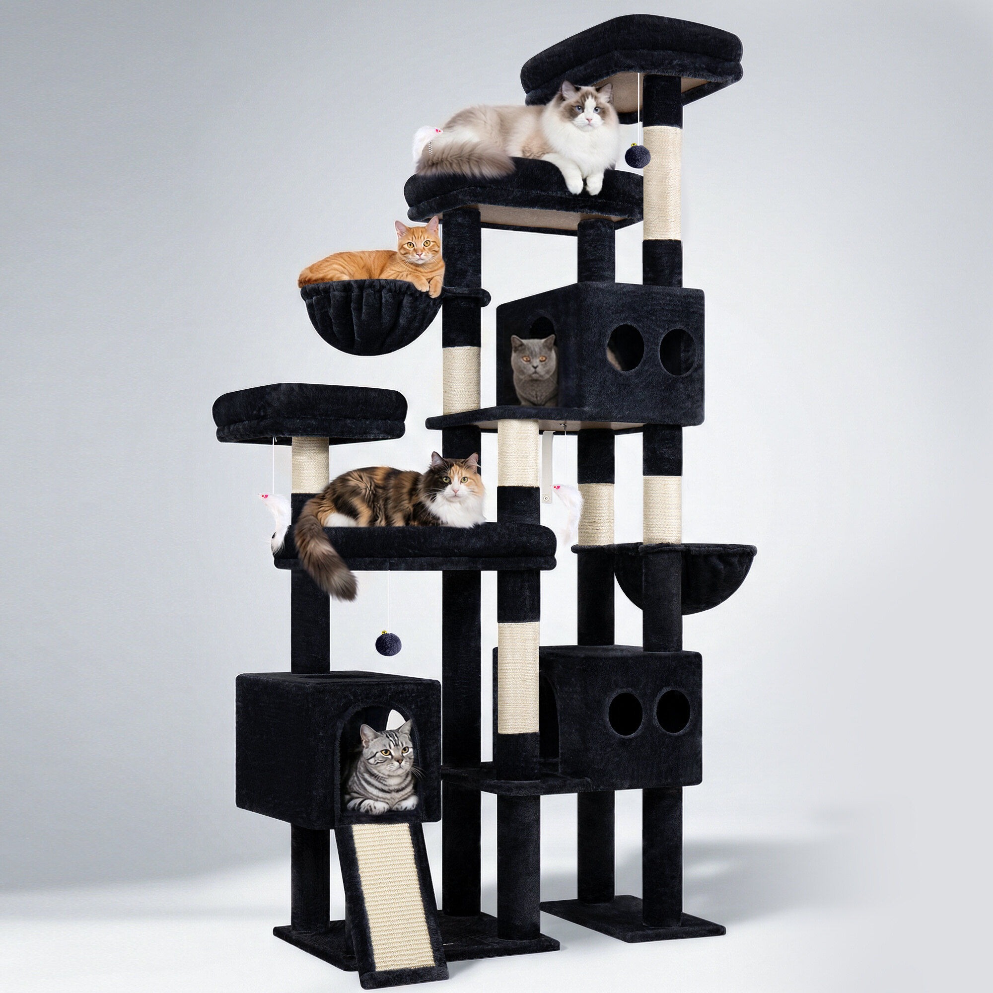 S82D Heavy Duty Cat Tree(Dark Grey,82-inch)