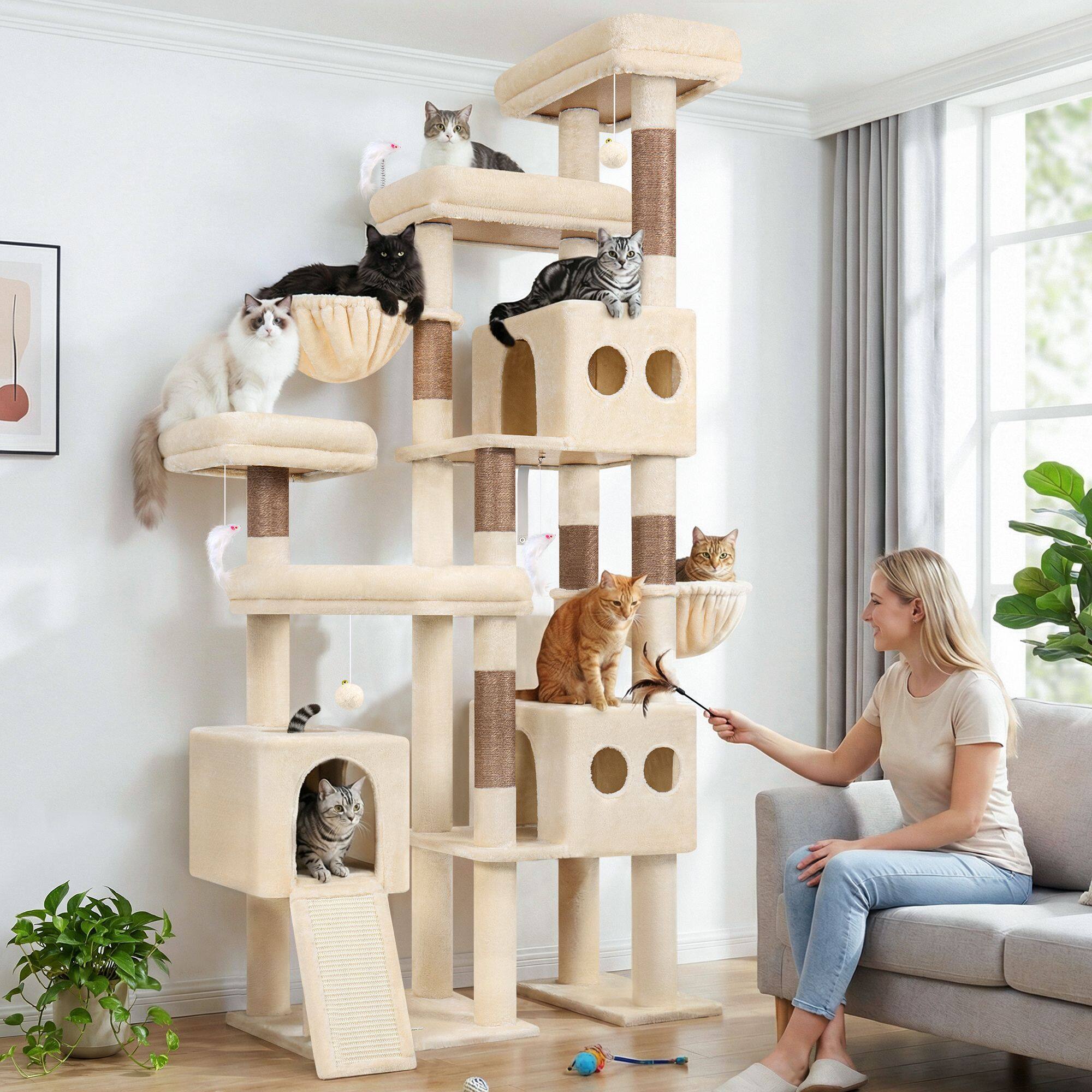 S82D Heavy Duty Cat Tree(Beige,82-inch)