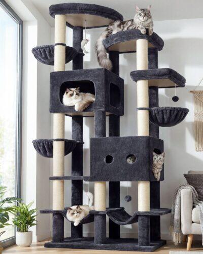 S81 Cat Tree For Large Cats(Dark Grey,81-inch)