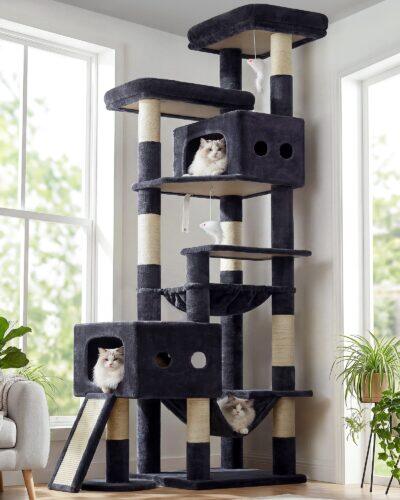S83G Heavy Duty Cat Tree (Dark Grey, 83-inch)