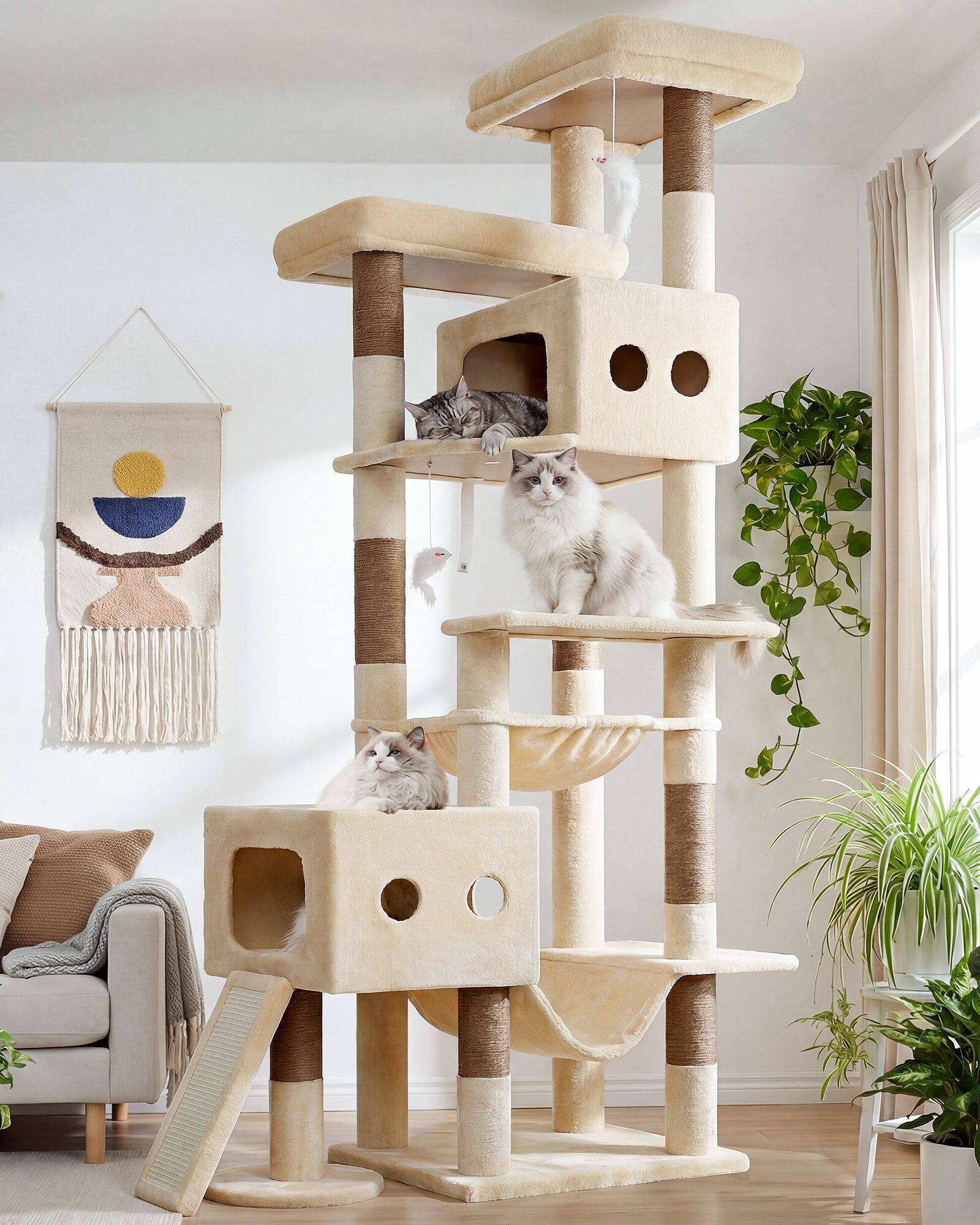 S83G Heavy Duty Cat Tree(Beige,83-inch)