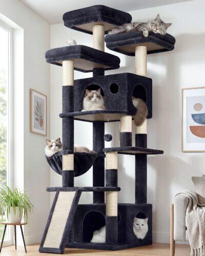 F73C Cat Tree(Dark Grey,73-inch)