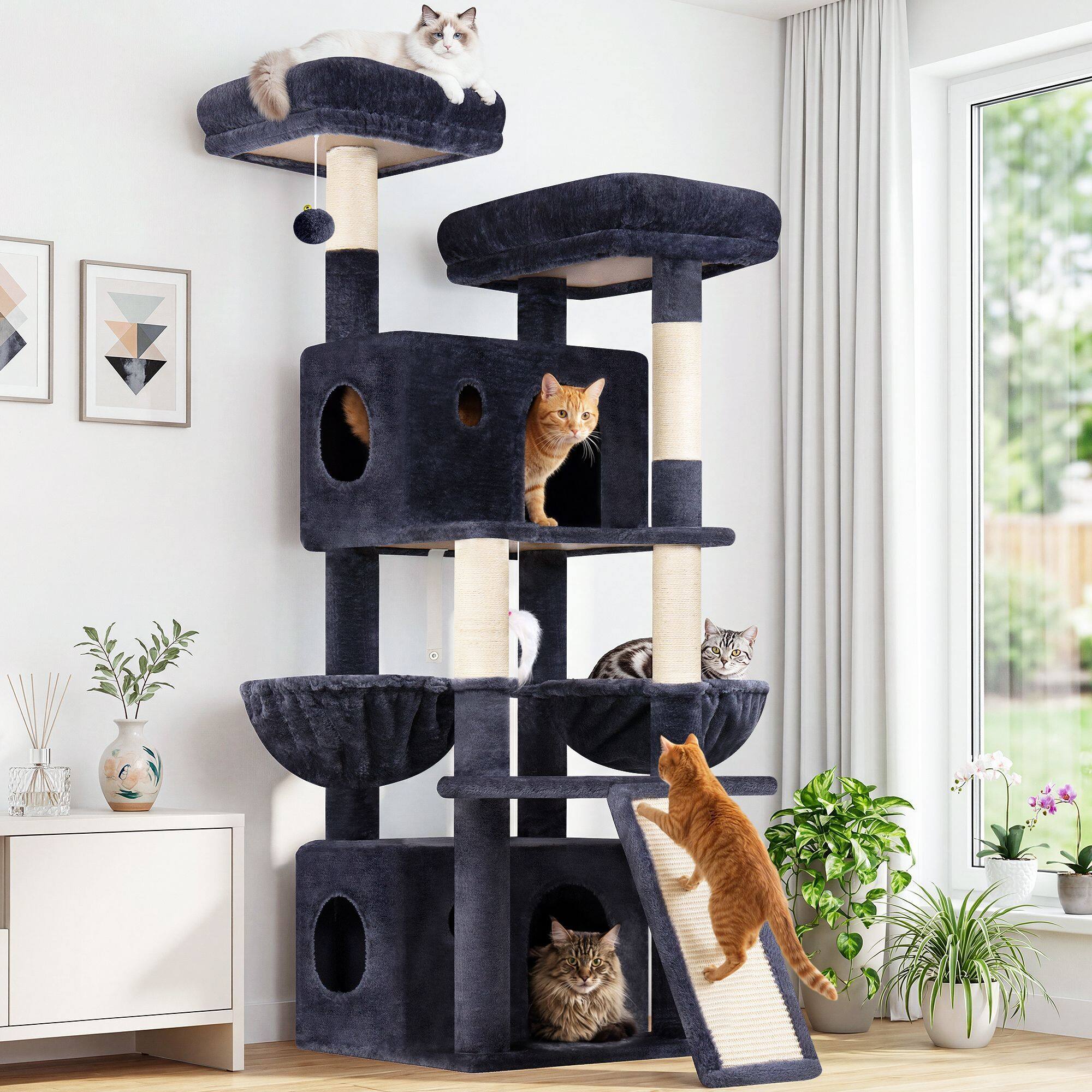 F64B Cat Tower(Dark Grey,64-inch)