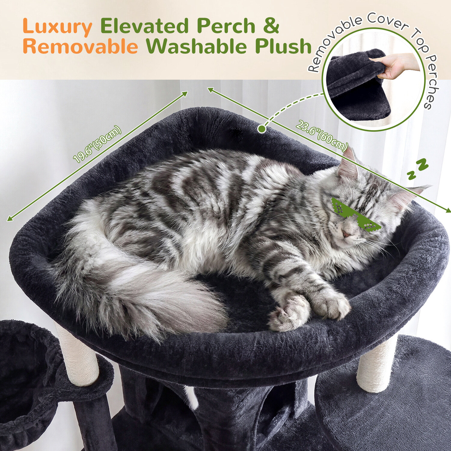 S81F Cat Tree For Large Cats(Dark Grey,81-inch)
