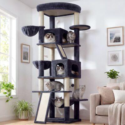 S81F Cat Tree For Large Cats(Dark Grey,81-inch)