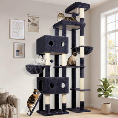 S84D Tall Cat Tree(Dark Grey,84-inch)