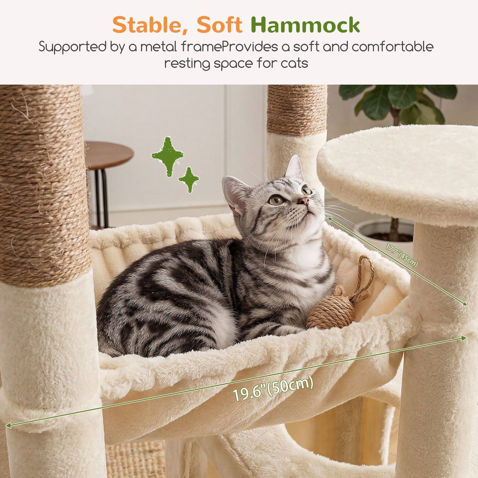 F80G Tall Cat Tree(Beige,80-inch)