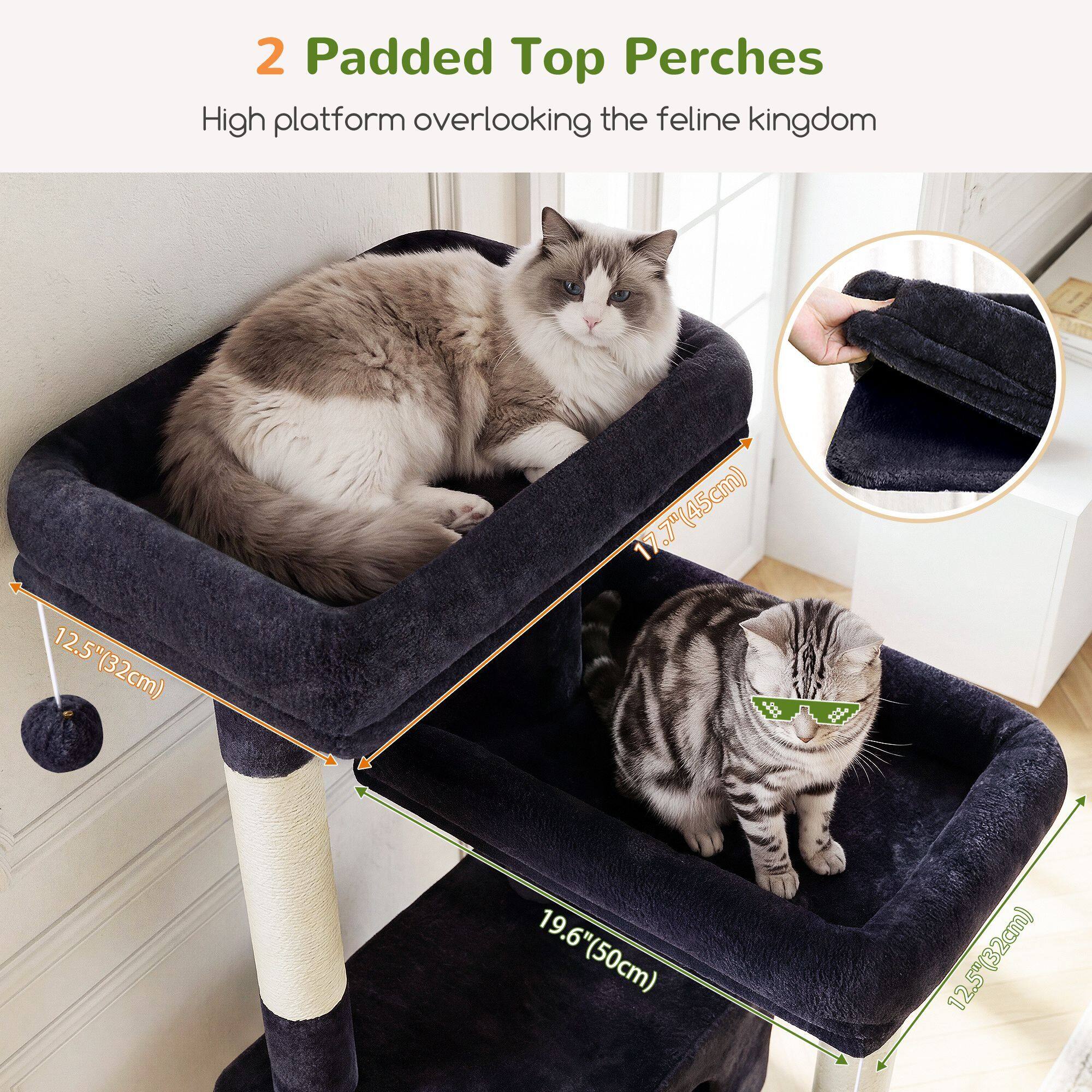 F80G Tall Cat Tree(Dark Grey,80-inch)