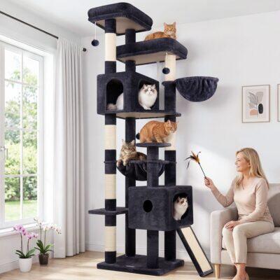 F80G Tall Cat Tree(Dark Grey,80-inch)