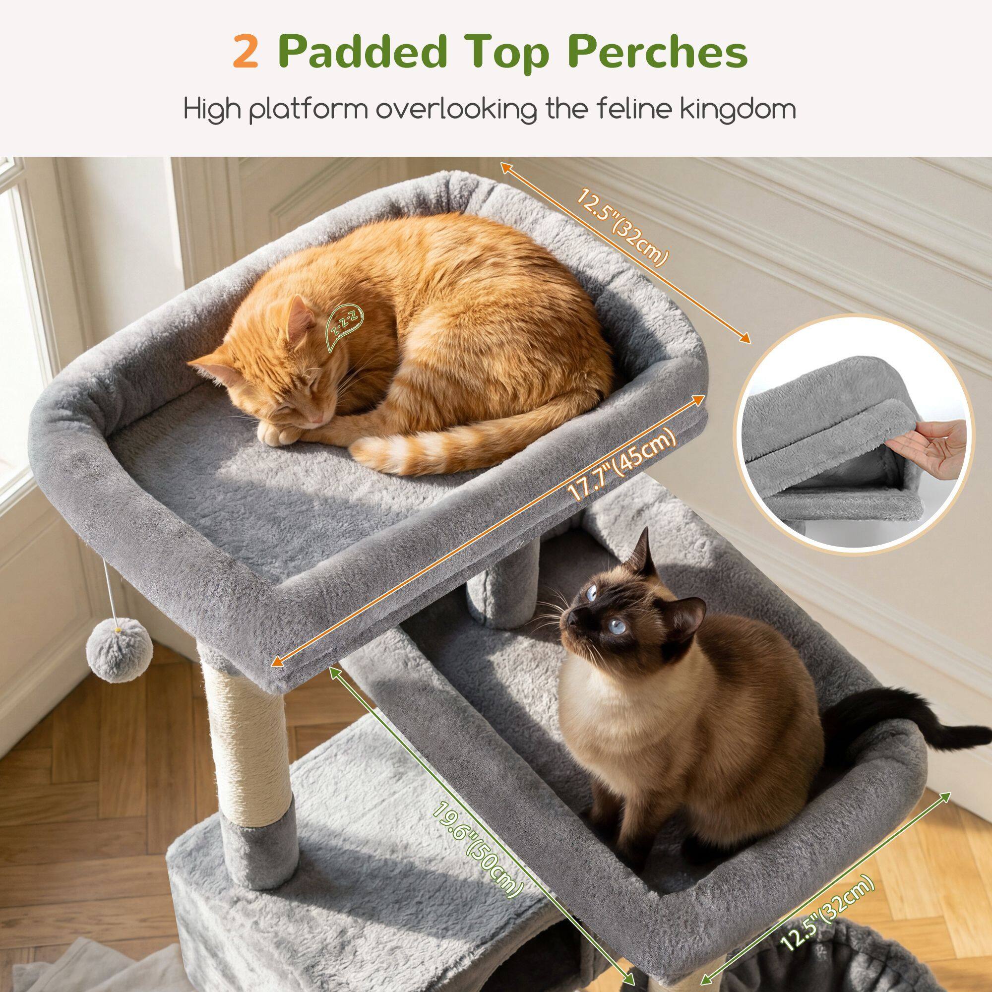 F80G Tall Cat Tree(Light Grey,80-inch)