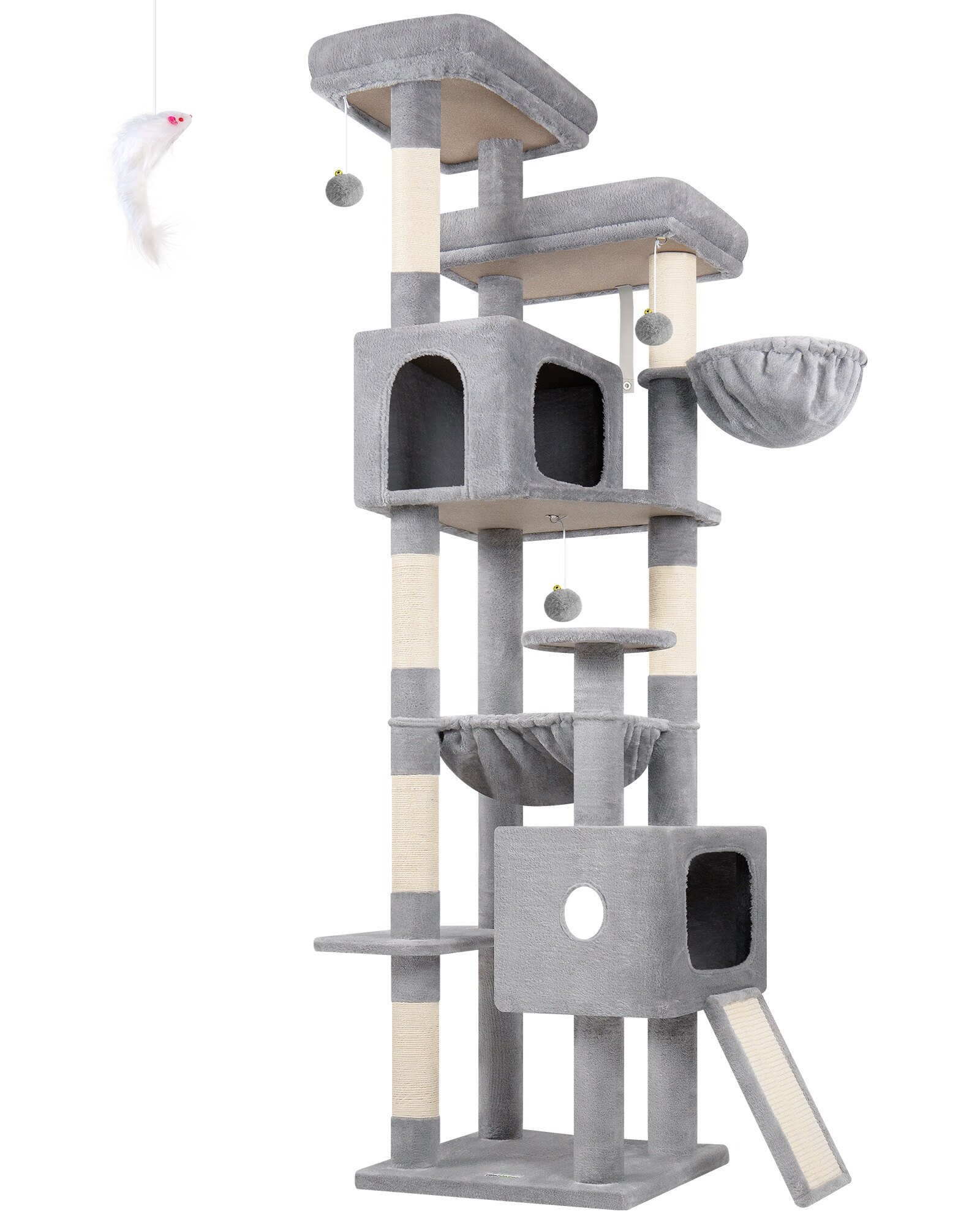 F80G Tall Cat Tree(Light Grey,80-inch) - Cat Trees & Towers - Globlazer