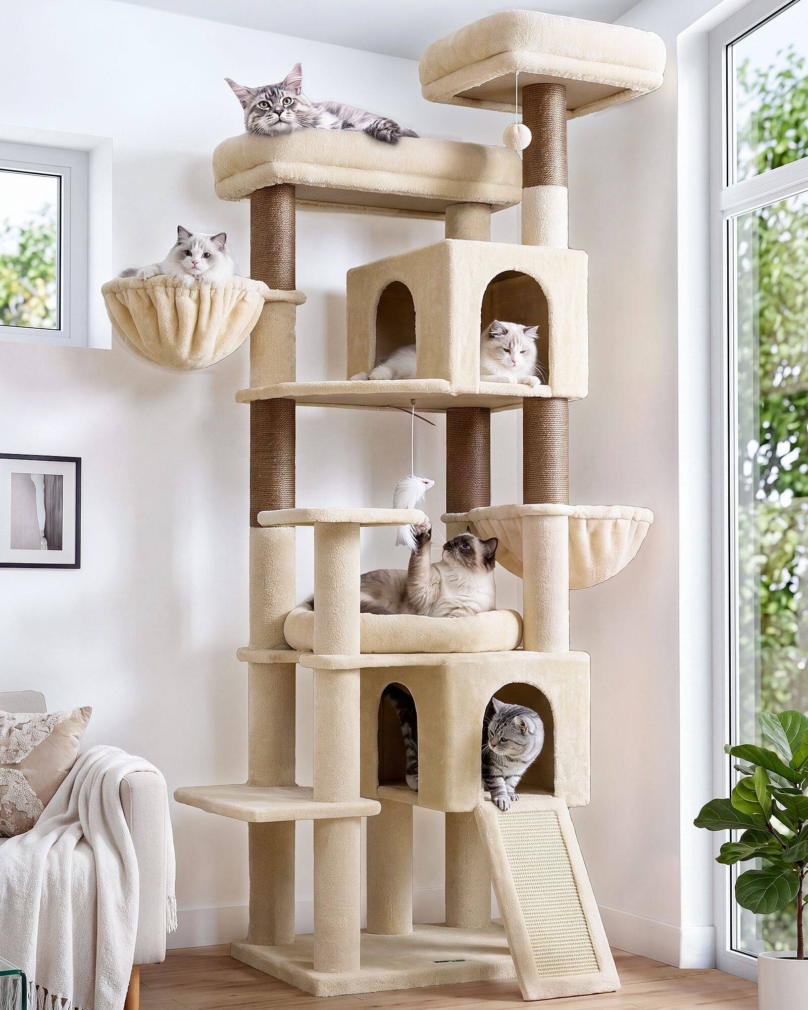 F75C Cat Tower(Beige,75-inch)