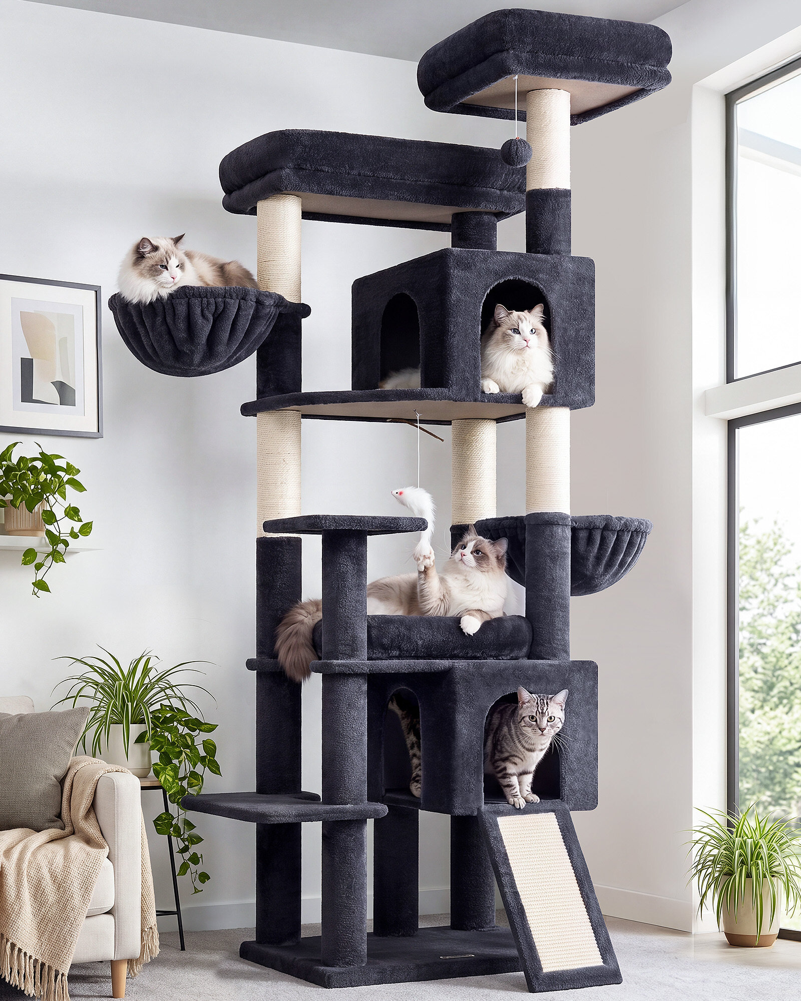 F75C Cat Tower(Dark Grey,75-inch)