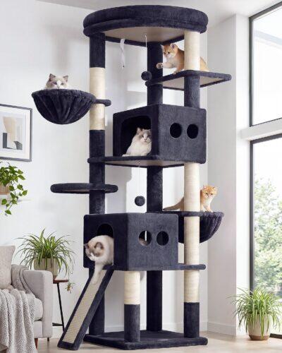 S74G Tall Cat Tree(Dark Grey,74-inch)