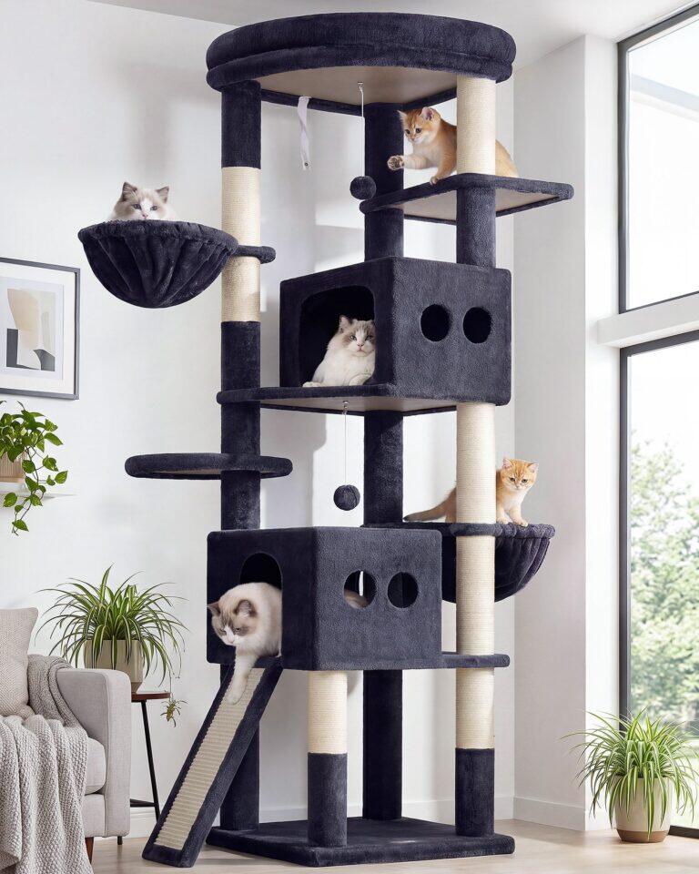 S74G Tall Cat Tree(Dark Grey,74-inch)