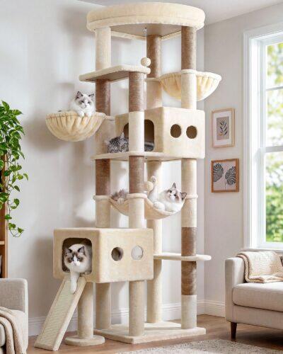 S81G Tall Cat Tree(Beige,81-inch)