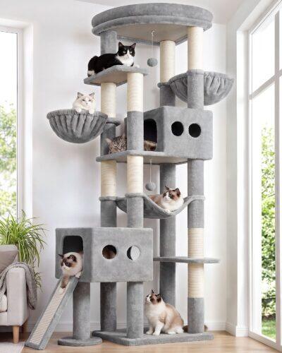 S81G Tall Cat Tree(Light Grey,81-inch)