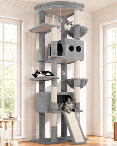 S84E Cat Tree(Light Grey,84-inch)