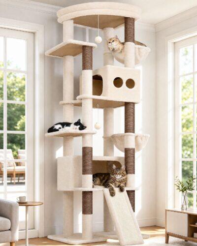 S84E Cat Tree(Beige,84-inch)