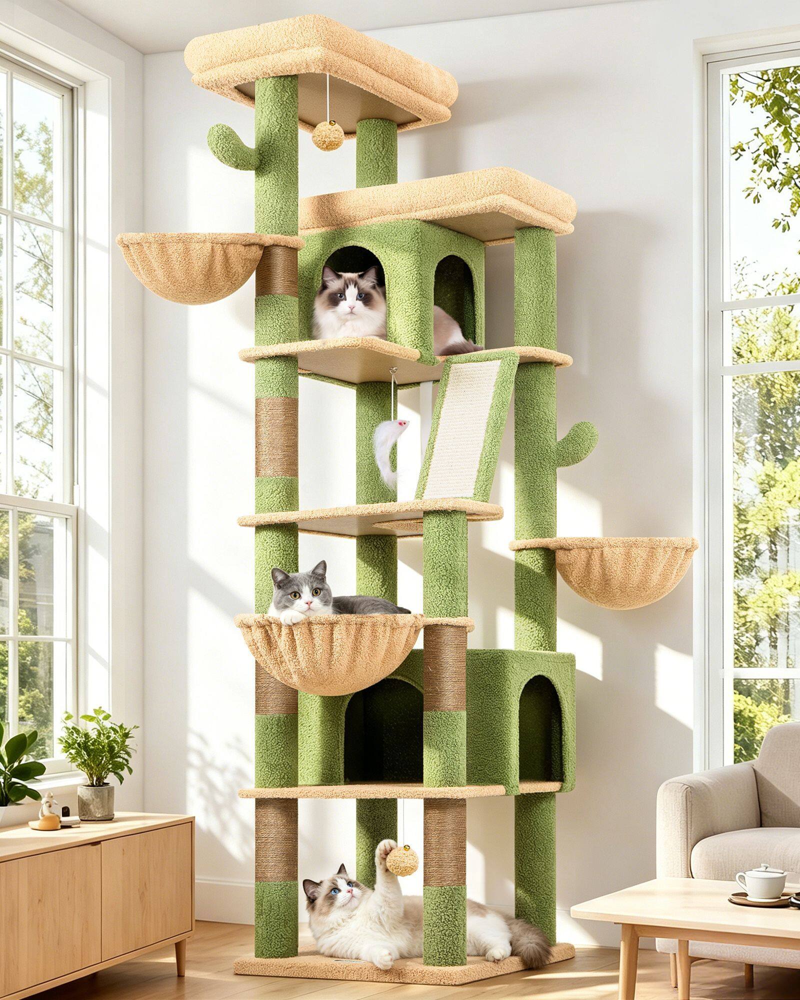 S80G Heavy Duty Cat Tree(Cactus Green,80-inch)