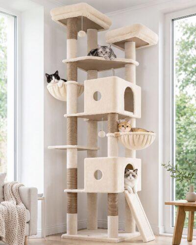F84G Cat Tree Tower(Beige,84-inch)