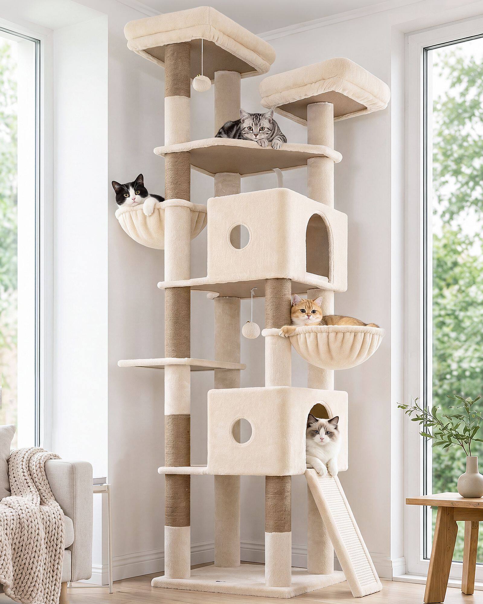F84G Cat Tree Tower(Beige,84-inch)