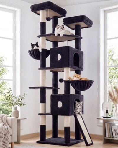 F84G Cat Tree Tower(Dark Grey,84-inch)