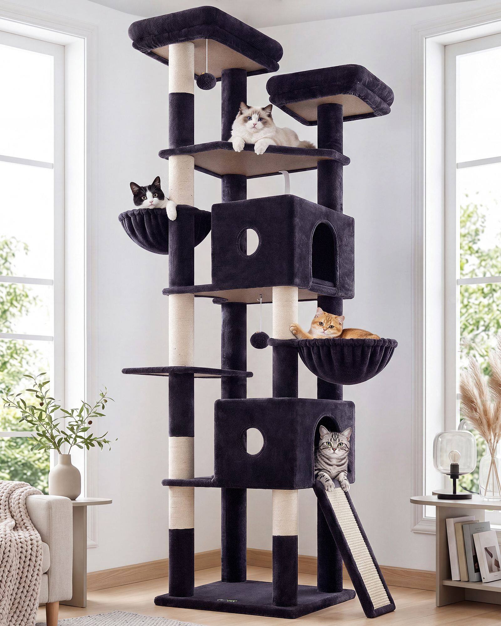 F84G Cat Tree Tower(Dark Grey,84-inch)