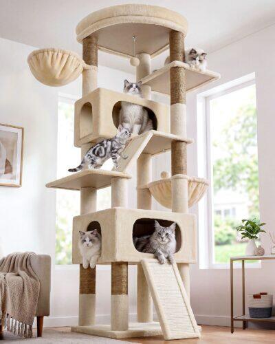 S80H Tall Cat Tree(Beige,80-inch)