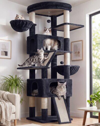 S80H Tall Cat Tree (Dark Grey, 80-inch)