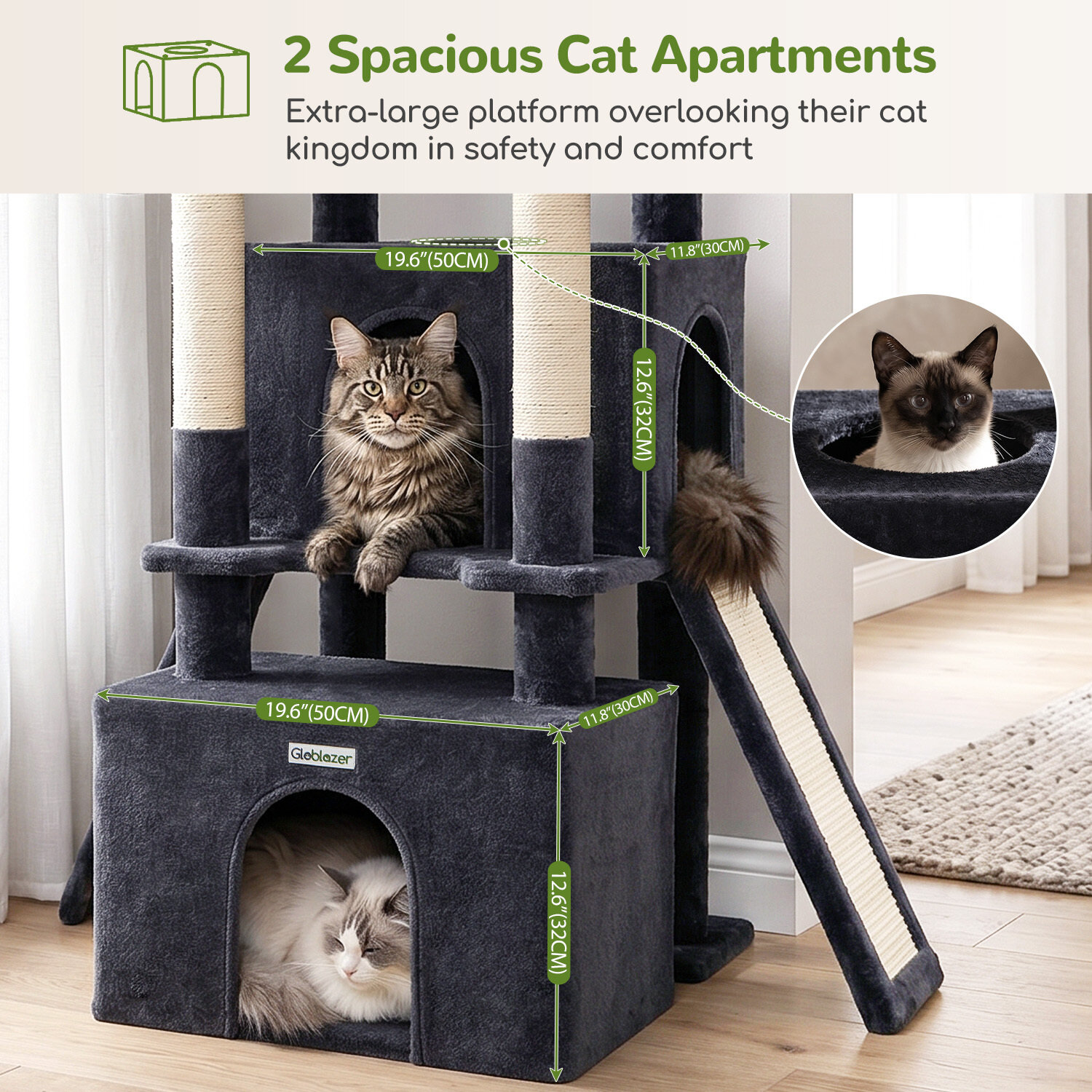 F74G Cat Tree (Dark Grey, 74-inch)